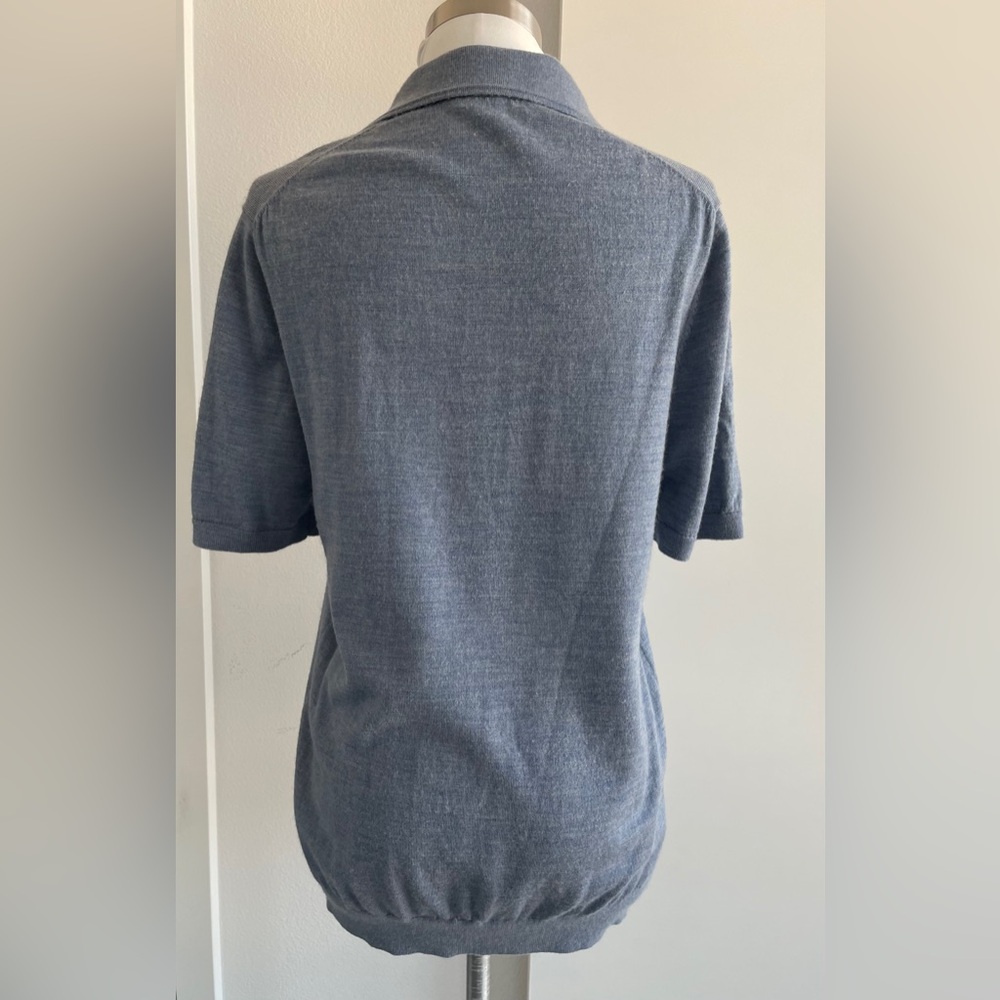 REISS 
Duchie Merino Wool Open Collar Polo Shirt - Washed Stone size M - Picture 6 of 10